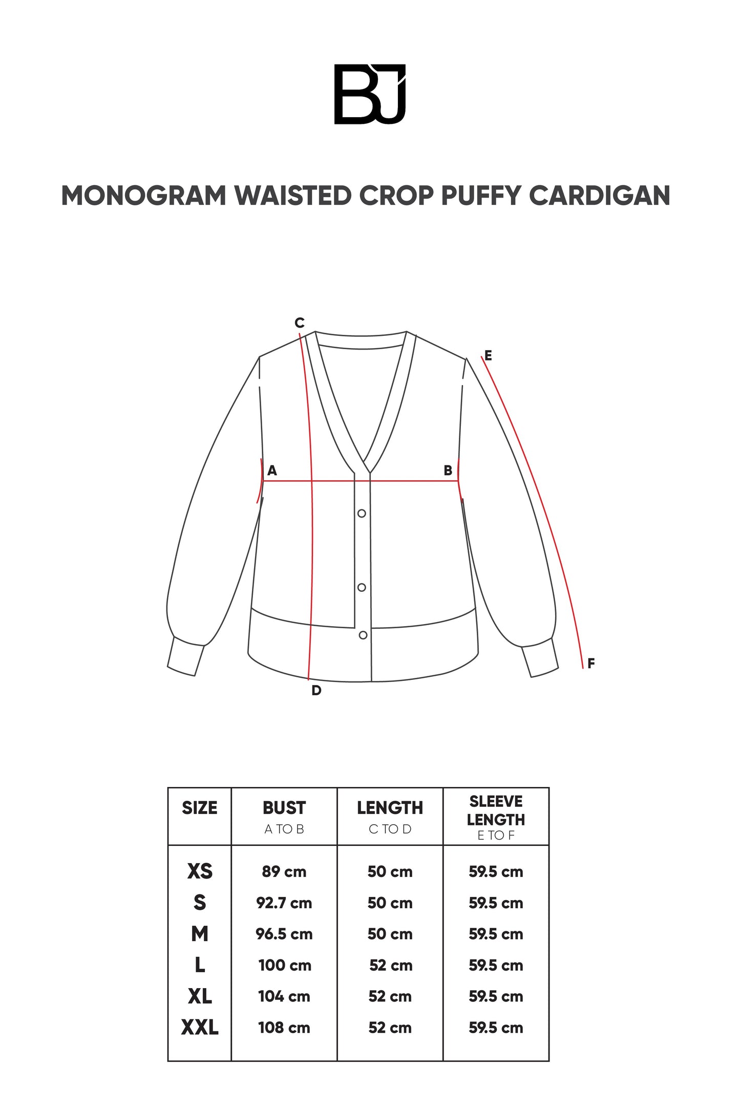 Monogram Waisted Crop Puffy Cardigan - Ebony