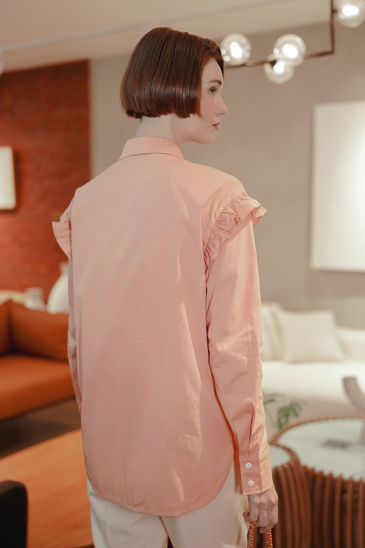 Ziana Ruffle Shirt - Peach Sand