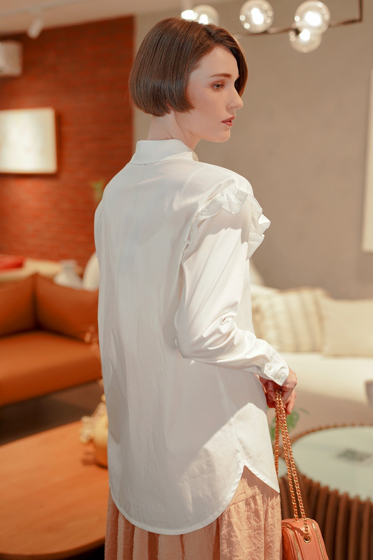 Ziana Ruffle Shirt - White